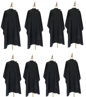 Salon Barber Hairdressing Capes with Snaps Hair Cutting Cape Hair Stylist for Women Men Adults Kids Black Waterproof (8PCS)