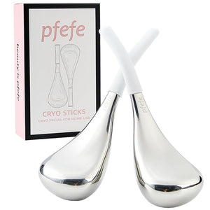 pfefe Cryo Sticks Facial Skin Care Ice Globes for Women Face Eyes Stainless Steel Face Beauty Tools for Girls Ladies Esthetician Supplies Cooling Spa Globes with Storage Case