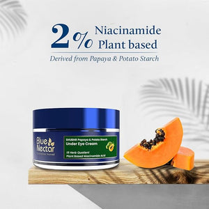 Blue Nectar Under Eye Cream for Women | Natural Niacinamide Eye Cream with Papaya &amp Potato | Lightweight Herbal Formula Enriched with Neem &amp Aloe Vera (18 Herbs 0.53Oz)