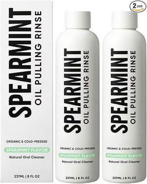 Spearmint Oil Pulling Rinse ? with Organic Cold-Pressed Coconut Oil £¦ Mentha Haplocalyx Oil Natural Mouthwash for Fresh Breath Healthy Gums &amp Teeth Whitening 8 fl oz (2)