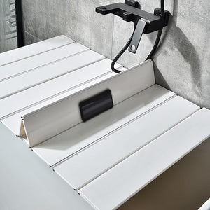 Adjustable Foldable Dust-Proof Bathtub Cover WhiteWaterproof Shutter Bathtub Tray &amp Laptop Desk 2 in 1 Fits Most TubsModern Bath Tub Racks for Home (0.75Mx1.5M(29.5x59) 0.24in Thick)