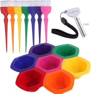 PERFEHAIR Small Hair Coloring Dye Mixing Tint Bowls and Brush Kit - Set of 7 Rainbow Colors | 6.8 fl oz per Bowl