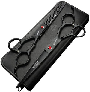 SHARONDS 6/7 Inch Professional 440C Hair Cutting Scissor Salon Hairdressing Thinning Shears Perfect for Barber and Home Use (7 in 2pc)