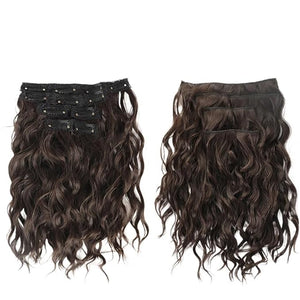Short Curly Synthetic 4-piece Set Of Water Ripple Hair Extension Wig Clip In Woman's Clip Hair Accessories Hairpiece(6)