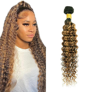 P427 Human Hair Bundles Highlight Deep Wave Bundles 18 inch Ombre Brown Bundle LadrXadr 4/27 Bundle Brown Color