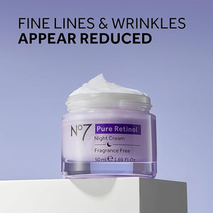 No7 Pure Retinol Night Cream - Collagen-Boosting Retinol Cream that Visibly Smoothes Plumps &amp Firms Complexion - Dermatologist Approved &amp Fragrance-Free (1.69 Fl Oz)