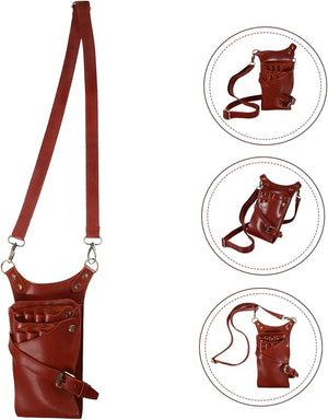 Angoily Cross Body Purse Tool Kit Barber Scissor Hair Stylist Belt Bag Hairdressing Waist Holder Barber Comb Pouch Hairdressing Toolkit Storage Bag Fanny Pack 26.5X12.5cm Brown