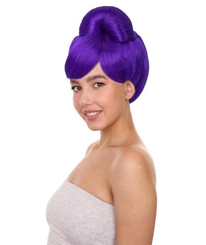 Women's Premium Bun Wig - Adjustable Capless Hair extensions with Realistic Synthetic Fibers - Multi-Color Elegant Bun Hairpiece for Halloween Cosplay and Everyday Wear Purple