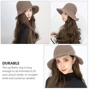 Wig Hat for Women Long Wavy Curly Hair Extensions Synthetic Wave Hat Perfect for Girls Women Bride Stylish Accessory