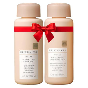 Kristin Ess Hair Signature Salon Sulfate Free Shampoo and Conditioner Set for Moisture Frizz + Shine - Color Safe Vegan Paraben Free - Clarifying Hydrating Damage Repair for Women - Pear Fragrance