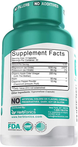 Herbtonics Oxygen Based Colon Cleanse and Detox Digestive System Formula | with Apple Cider Vinegar | Colon Cleanser Pills for Adults | 90 Gluten Free Vegan Capsules