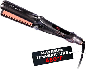 MQ Professional Hair Straightener - Titanium Flat Iron Pro 480¡ÆF - Brazilian Expertise - Bivolt Anatomic Design Ultra-Smooth - 17 Temperature Settings ? Ideal for Professional Use
