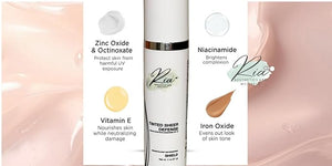 Ria Tinted Sheer Defense | Lightweight Oil-Free Tinted Moisturizer with SPF 46 Broad Spectrum Zinc Oxide Face Sunscreen &amp Skin Tint for Hydrating Daily Sun Protection Made in USA