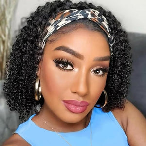 Headband Wig Human Hair Deep Wave 12 Inch Curly Headband Half Wigs for Black Women 12A Brazilian Human Hair Wigs Glueless None Lace Front Wig Natural Color