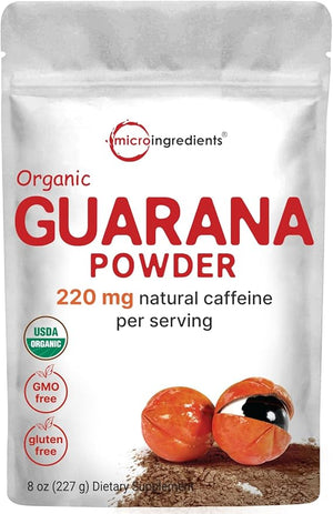 Micro Ingredients Organic Guarana Powder 1000mg Per Serv 8 Ounces | 220mg Natural Caffeine Energizer Brazilian Herbal Extract Raw Bulk Superfood Coffee Substitute Vegan Friendly &amp Non-GMO