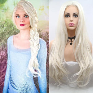 xiweiya Platinum Blonde Wigs Long Body Wave White Blonde Lace Front Wigs U Part 4 * 1 Lace Wig Heat Resistant Fiber Wig150% Density Wig Wear and Go Wigs for women 24inch