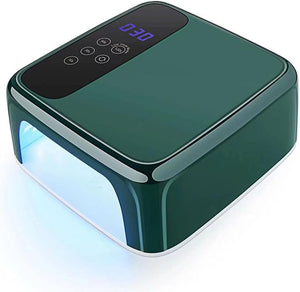 LB UV LED Nail Lamp 72W Professional Cordless Rechargeable LED Nail Dryer with 4 Timer Setting Sensor and LCD Display Portable Home and Salon Gel Nail Art Tools (Green)