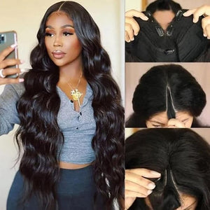 UNICE V Part Wigs Human Hair Body Wave Upgrade Glueless Human Hair V-Part Clip in Wigs No Leave Out No Glue No Sew-in Beginner Friendly 24 inch