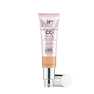 IT Cosmetics CC+ Cream Illumination - Radiant Full Coverage Foundation With SPF 50+ Color Corrector &amp Hydrating Anti-Aging Serum Hydrolyzed Collagen + Peptides Normal to Dry Skin - 1.08 fl oz