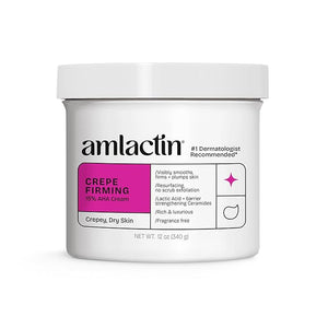 AmLactin Crepe Firming Cream - Therapeutic Skin Tightening Cream for Body ? No-Scrub Exfoliator and Moisturizer with 15% Lactic Acid AHA, 12 oz (Packaging May Vary)?