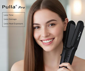 Pulla Hair Straightener and Crimper - 4 in 1 Tourmaline Ceramic Flat and Curling Iron for Hair Styling with Adjustable Temperature - Salon High Heat 320¡ÆF - 430¡ÆF for All Hair Types