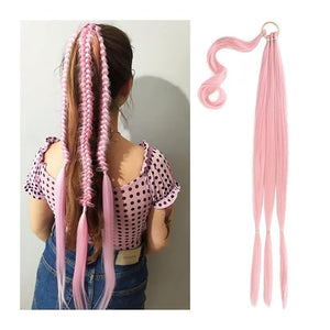 SONGCHAO Fake Hair Bun 80cm Synthetic Wraparound Long Braided Ponytail Hair Extension Headband Synthetic Wig Piece Bun for Women's Daily Use Hair Accessories (Color : F)