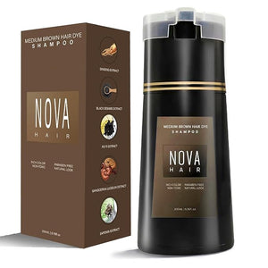 Nova Hair Dye ShampooNova Hair InstantNova Hair Dye Shampoo 3 in 1 for Men &amp Women. (200ml Medium Brown)