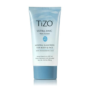 TiZO¢ç Ultra Zinc | Non Tinted | Broad Spectrum SPF 40 for face and body | UVA and UVB protection | 20% Zinc Oxide formula | All Skin Types | 3.5 oz/100 g