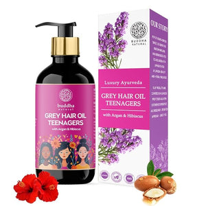 Buddha Natural Grey Hair Oil for Teenagers (200ml) - Transform White Hair to Black | Effective Grey Hair to Black Hair Oil
