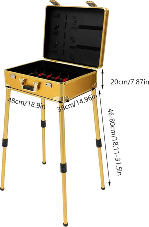 VIP Mobile Barber Case - Gold with Built-in Speakers TSA Locks Removable/Adjustable Legs for Convenience