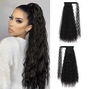 Hair Buns Hair Piece 22 Long Curly Ponytail Extension Hairband Hair Clip Synthetic Puffy Ponytail Hair Extension Wrapped Bun Women's Wig Hair Accessories For Girls ( Color : 10  Size : 22inches )