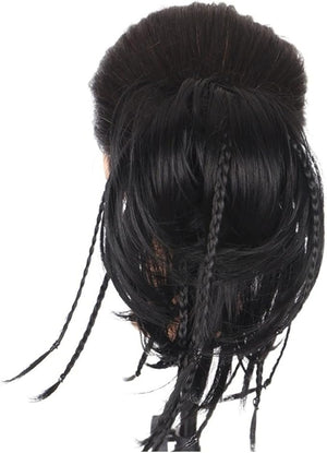 HIHELO Synthetic Straight Bun with Braids Extension Messy Bun Ponytail Hair Hoop Hair Accessories for Women Natural Wigs (Color : 07)