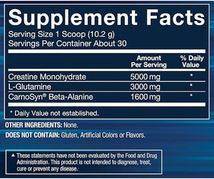 BODYTECH Creatine + Glutamine with Beta-Alanine - Advanced Performance Formula - Supports Strength Recovery &amp Endurance (10.8 oz 30 Servings)