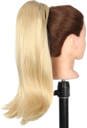 HIHELO 18 Inch Synthetic Straight Ponytail Hair Extensions Wig Bun Wrap Ponytail Barrette Clips for Women Hair Accessories (Color : P4/27)