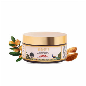 100% Organic Moroccan Argan Oil &amp; Natural Keratin Masque | For Dry, Damaged &amp; Color Treated Hair | Cold Prerssed Oils for Deep Nourishment | Sulfates, Parabens &amp; Cruelty Free | 7 oz