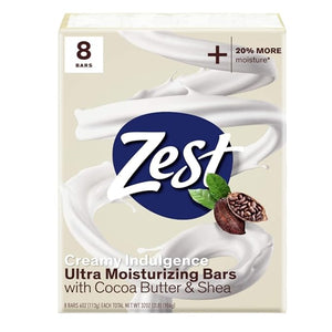 Zest 8-Bar Bath Size Soap Creamy Cocoa Butter &amp Shea 4 Ounce