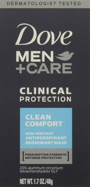 Dove Men+Care Deodorant 96H Clinical Protection Antiperspirant Clean Comfort 4-Pack ? Prescription Strength Wetness Protection with ¨ù Moisturizers 1.7 Oz Ea