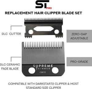Supreme Trimmer DLC Coated Steel Replacement Blade CBF21 | Fade Blade for Darkstar72 &amp Most Hair Clippers | Black