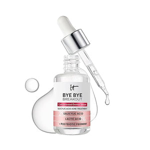 IT Cosmetics Bye Bye Breakout Acne Treatment Face Serum -With 2% Salicylic Acid &amp 3% Lactic Acid - Helps Reduce Pimples in 3 Days &amp Fades Look of Post-Acne Marks in 8 Weeks - 1 Fl. Oz