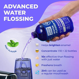 Concentrated Water flosser Rinse &amp; mouthwash Teeth WHITENING | Add to Water Flossers| Fruit Flavor | 2 Pack = 33.8 fl.oz | Peroxide Free. Made in USA