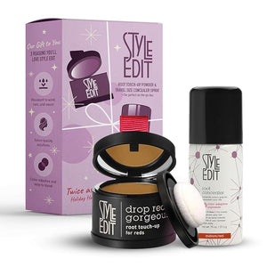 Style Edit Travel Essentials Hair Duo Root Touch Up Powder and Spray | Instant Gray Root Concealer for Grays and Roots Coverage | Light Red