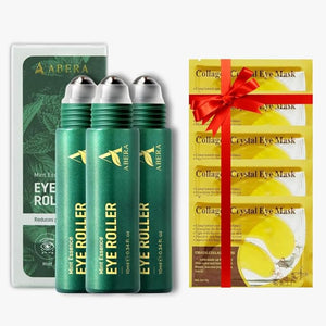 Abera Eye Roller Serum for Men ? Eye Bags Dark Circles &amp Puffiness Treatment ? Mint Essence with Vitamin C &amp Peptides 0.34 fl oz (Set 3 + 5 Eyemask)