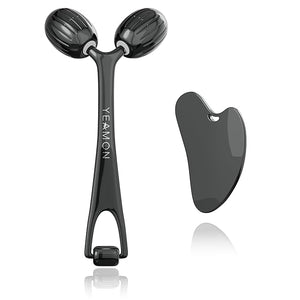 Yeamon Gua Sha Facial Tools and Face Roller Set, Facial Massage Tool for Women¡¯s Skincare Routine,Cooling Stainless Steel Face Sculpting Eyes Roller Guasha for Daily Use or Self-Care Gift for Women