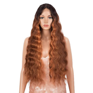Style Icon 30 Inches Lace Front Wigs Deep Wave Wig Synthetic Wig (Middle Part Lace Wig, TTOL 99A/340C/145T)