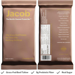 Jacob Bar, Protein Bars, Chocolate (9 Bars Total) - 20g Grass-Fed Protein, No Seed Oils, Nothing Artificial