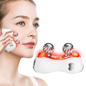 Electric Gua Sha Facial Tools Facial &amp Body Massager Tools with Heat and Vibration MEBAO 5 LED Lights Gua Sha Device with 2 Metal Roller for Eyes Neck Face