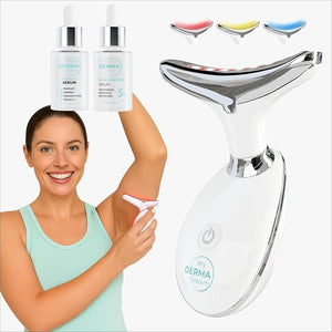 MyoGlow LED Arm, Neck, and Face Total Body Sculpting Device from MyDermaDream paired with Niacinamide Serum and NoTox Serum