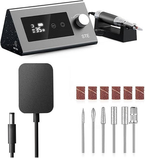 Nail Drill 35000RPM Electric Nail Drill Manicure Machine for Hand and Foot Repair Manicure Cutter Set Nail Gel Polisher Salon Equipment Professional Nail ToolsGris-A