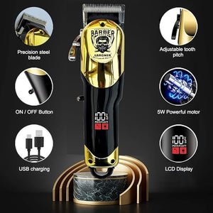 Hair Clippers for Men Professional Cordless Beard Trimmer &amp Electric Razor Shavers for Men Rechargeable 3 Piece Barber Hair Cutting Kit LED Display Men's Grooming Kit