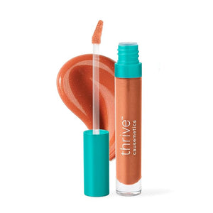 Thrive Causemetics Sheer Strength Lip Plumping Peptide Gloss, Lip Plumper with Vitamin E, Peptides, Plumps, Smooths &amp; Hydrates Lips, High Shine, Vegan &amp; Cruelty Free, Taylor (True Tangerine)